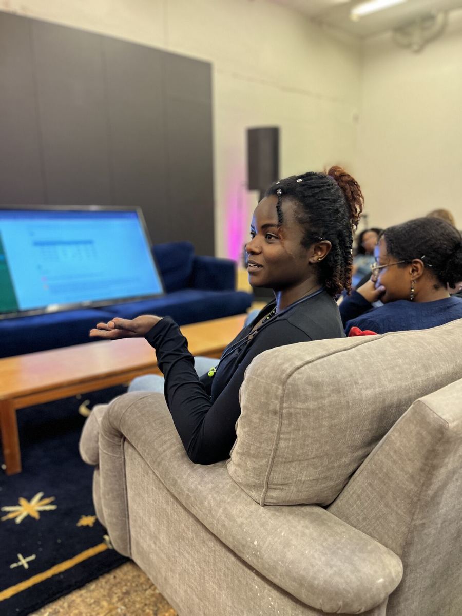 An Akwaaba scholar presenting her work to the cohort during a research visit in Uppsala.