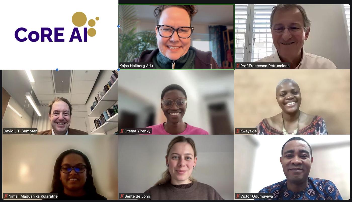 CoRE AI coordinators from African and European partner universities meeting online.